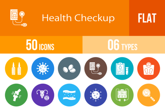 Download 50 Health Checkup Flat Round Icons - Checkup Collection