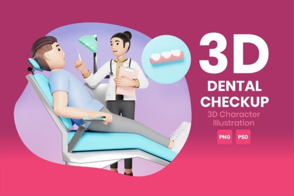 Download Dental Checkup 3D Character Illustration - Checkup Collection