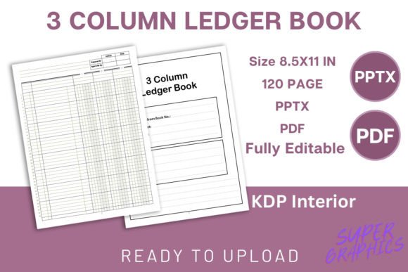 Download 3 Column Accounting Ledger Book | KDP - Accounting Collection